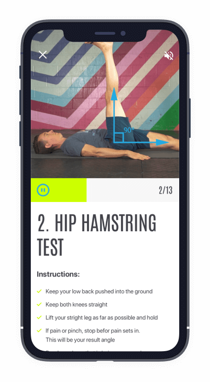 Physical therapist performing hamstring mobility assessment using #1 stretching and mobility app